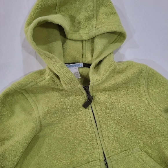 Janie and Jack Size 12m - 24m 2T lime green Fleece sweater hoodie zip sweatshirt - Picture 3 of 5
